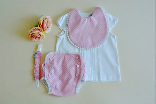 Set Babero y Chupetero Estrella Rosa
