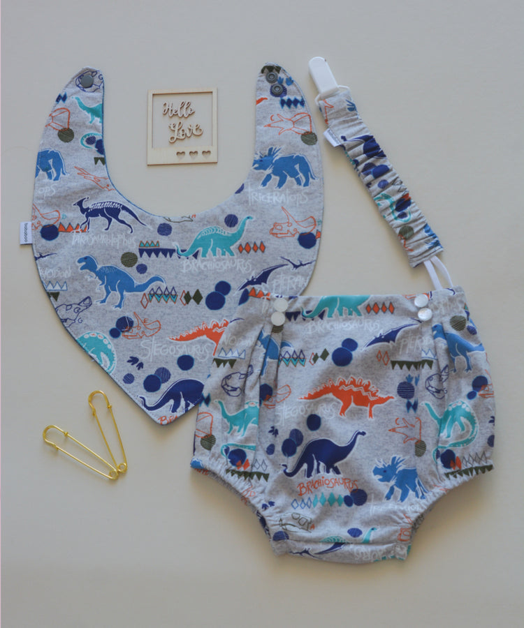 Set bandana y Chupetero Dinosaurio