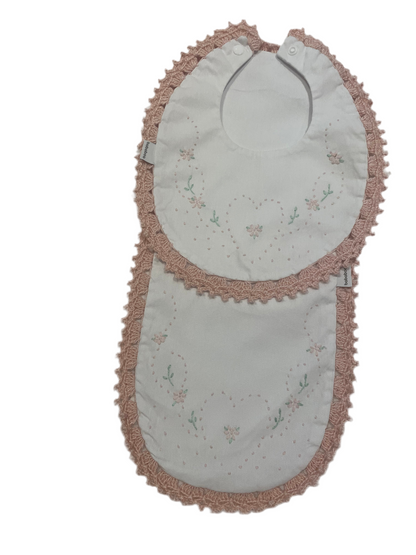 Set Babero y Sacagas Corazon - Durazno