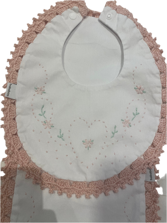 Set Babero y Sacagas Corazon - Durazno